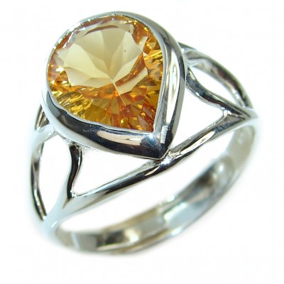 HYDRO CITRINE ANTIQUE DESIGN .925 STERLING SILVER RING SIZE 9 #525 3 CT 