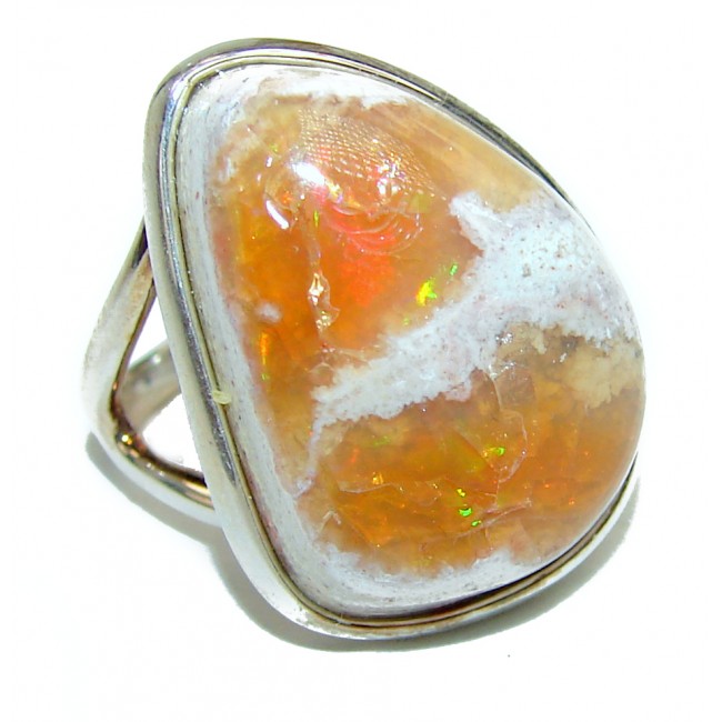 Excellent quality Mexican Opal 18K Gold over .925 Sterling Silver handcrafted Ring size 5 3/4