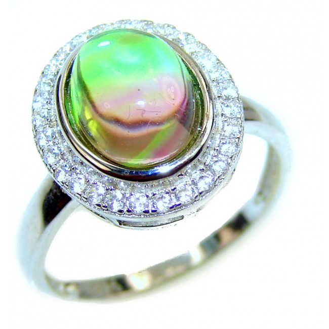 9.5ctw Watermelon Tourmaline .925 Sterling Silver handcrafted Ring size 5 3/4