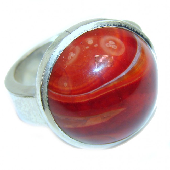 Beautiful Mexican Fire Agate Sterling Silver ring s. 9