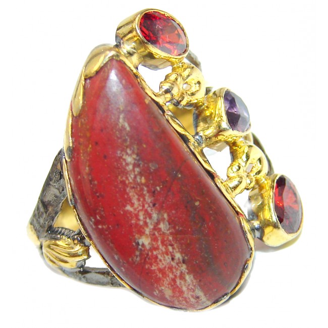 Genuine Red Jasper .925 Sterling Silver handcrafted ring s. 9