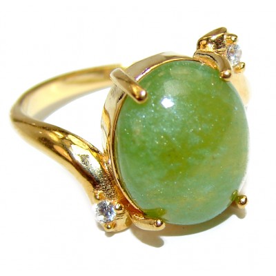 Authentic 8.5ctw Green Tourmaline Yellow gold over .925 Sterling Silver brilliantly handcrafted ring s. 6