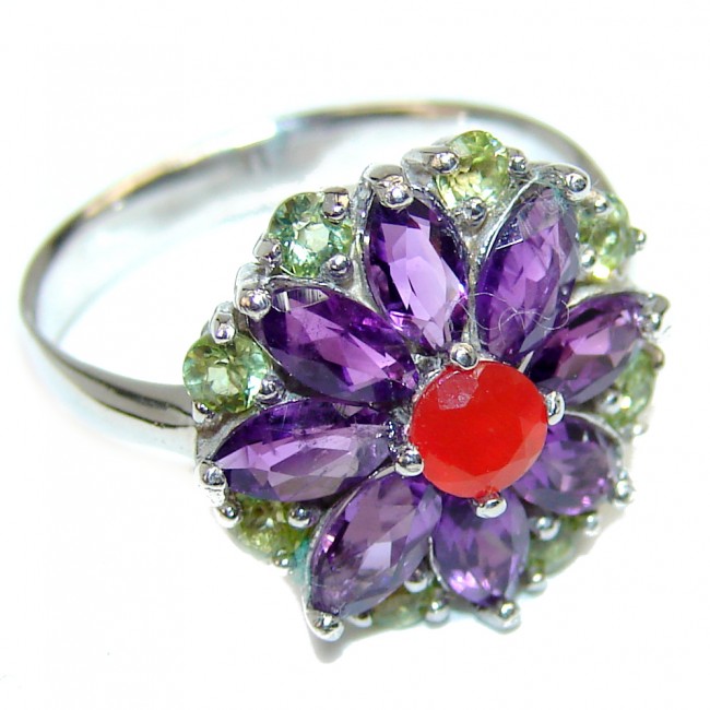 Authentic Multigem .925 Silver handcrafted Ring s. 7 3/4