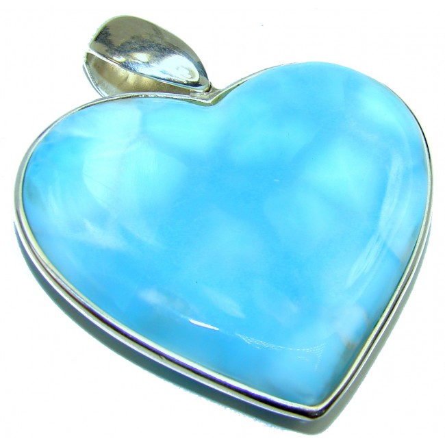 56.8 grams! Large Angel's Heart amazing quality Larimar .925 Sterling Silver handmade pendant