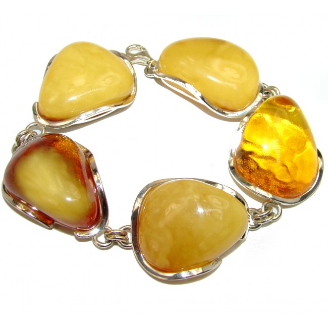 Beautiful Golden Butterscotch Amber .925 Sterling Silver handcrafted Bracelet