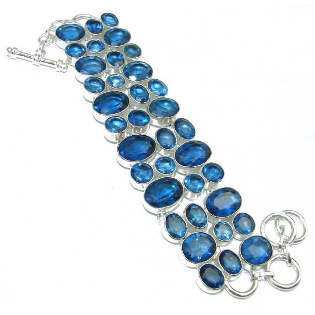 Magical Blue Topaz .925 Sterling Silver handmade Bracelet