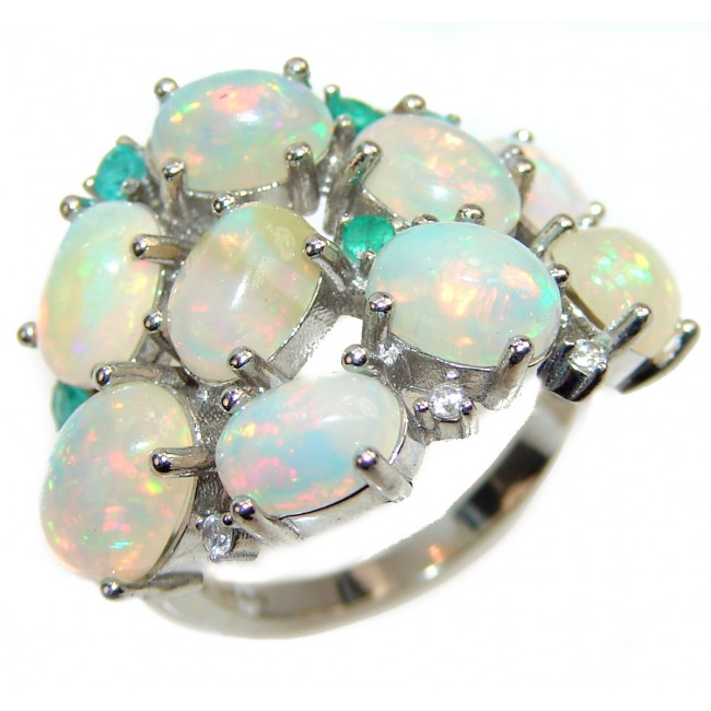 Precious 14.5 carat Ethiopian Opal .925 Sterling Silver handcrafted ring size 7
