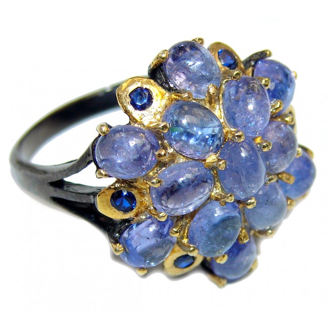 Bouquet of Flowers Authentic Tanzanite .925 Sterling Silver handmade Ring s. 8