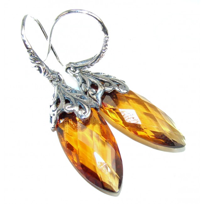 Luxurious Style Natural Citrine .925 Sterling Silver handmade earrings