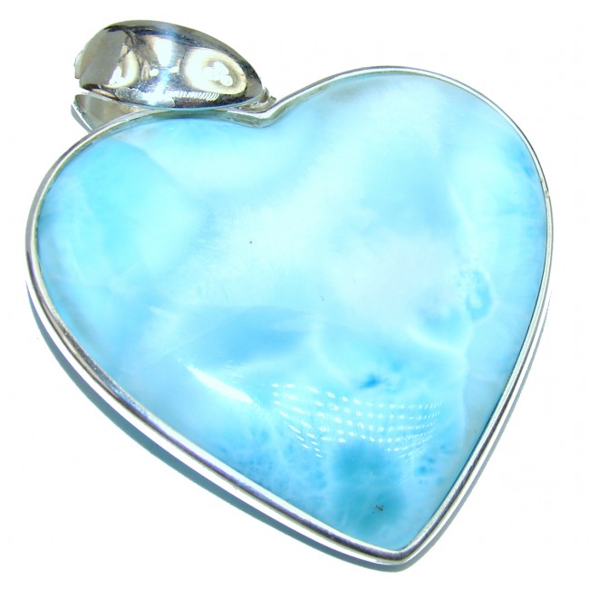39.8 grams! Large Angel's Heart amazing quality Larimar .925 Sterling Silver handmade pendant