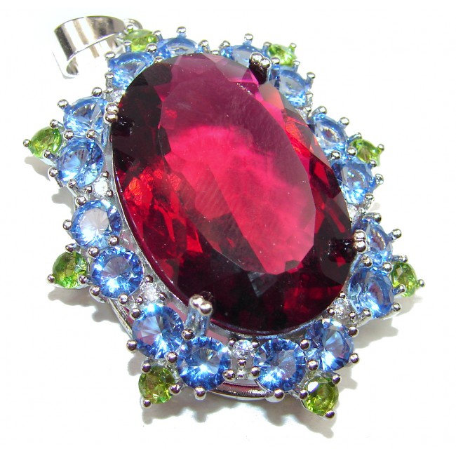 Spectacular Red lab. Ruby .925 Sterling Silver handcrafted Pendant