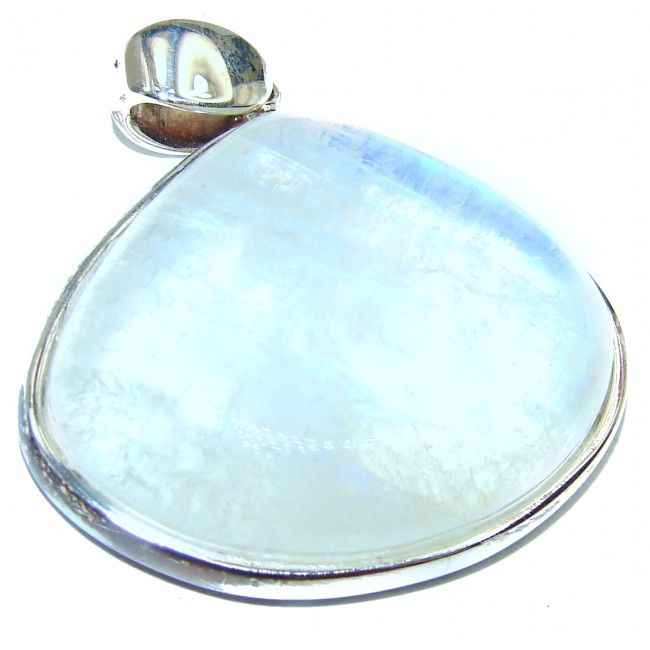 Genuine Fire Moonstone .925 Sterling Silver handmade pendant