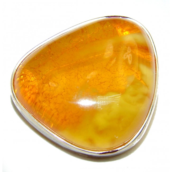 Incredible Beauty Natural Baltic Butterscotch Amber .925 Sterling Silver handmade Brooch