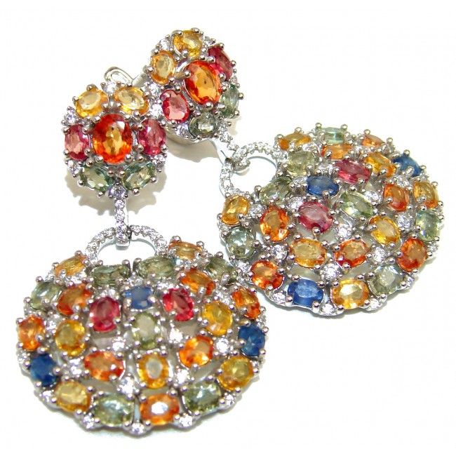 Incredible quality multicolor Sapphire .925 Sterling Silver handcrafted earrings
