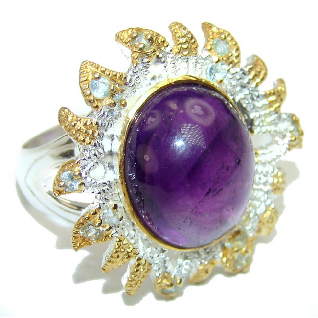 Purple Beauty 28.5 carat authentic Amethyst .925 Sterling Silver Ring size 8 3/4
