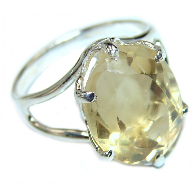 Vintage Style Citrine .925 Sterling Silver handmade Ring s. 9 3/4