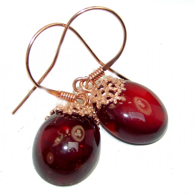 Authentic 9.5ct deep red Garnet 14K Gold over .925 Sterling Silver handmade earrings