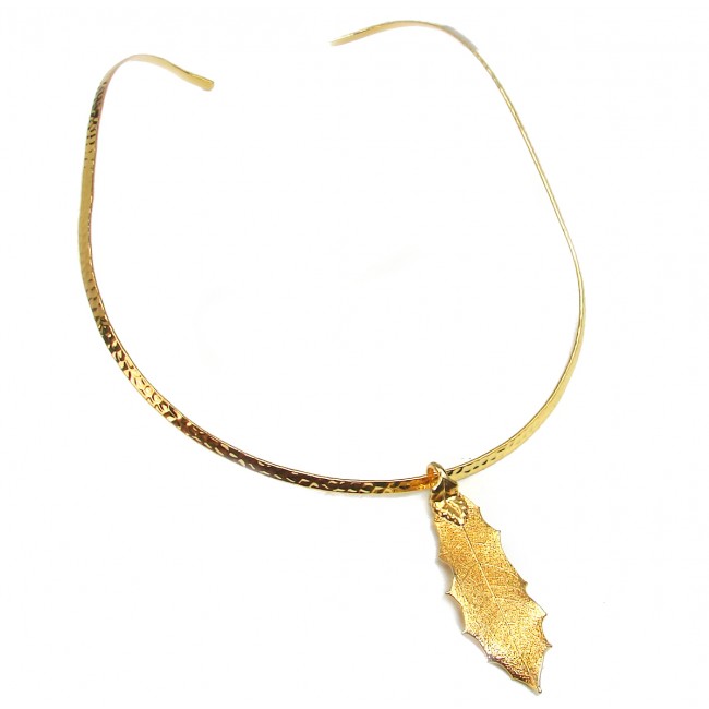 Real leave dipped in Gold .925 Sterling Silver handmade Necklace