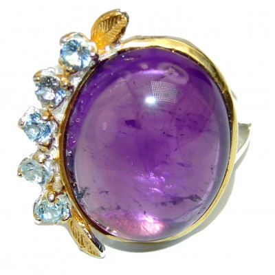 Purple Beauty 20.5 carat authentic Amethyst .925 Sterling Silver Ring size 8 3/4