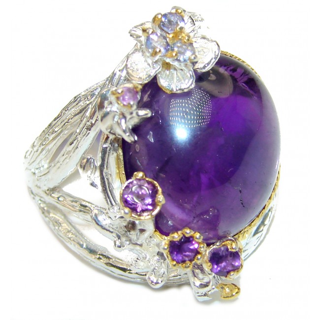 Purple Beauty 20.5 carat authentic Amethyst .925 Sterling Silver Ring size 8 1/4
