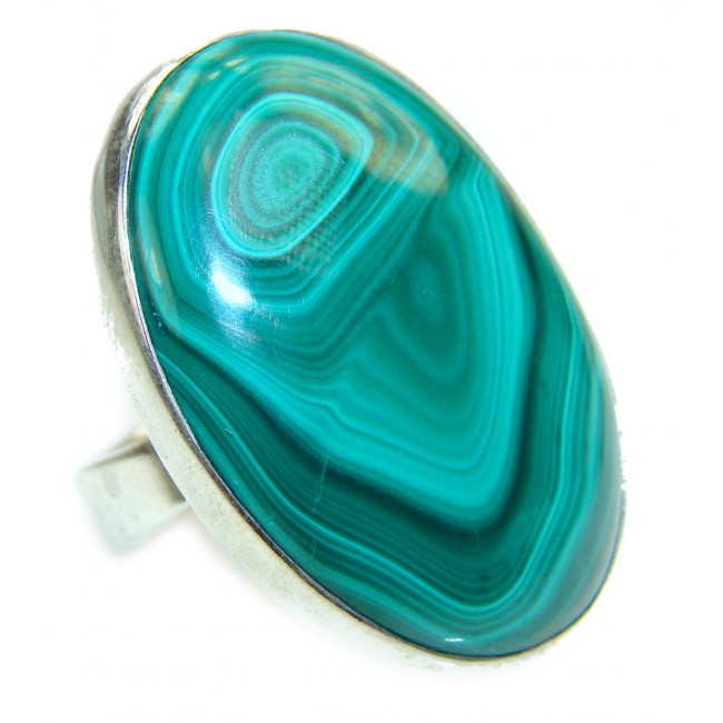 Green Beauty Malachite .925 Sterling Silver handcrafted ring size 8 1/4