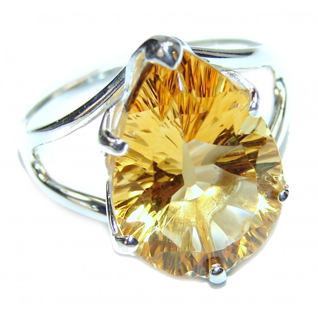 Vintage Style Citrine .925 Sterling Silver handmade Ring s. 10