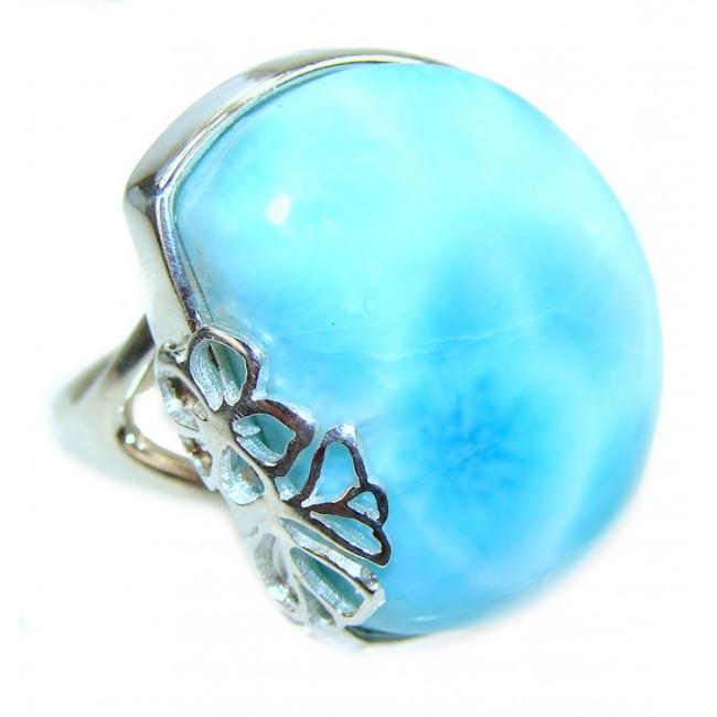 Natural Larimar .925 Sterling Silver handcrafted Ring s. 7 1/4