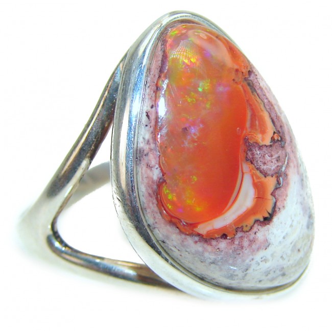 Excellent quality Mexican Opal .925 Sterling Silver handcrafted Ring size 6 1/4
