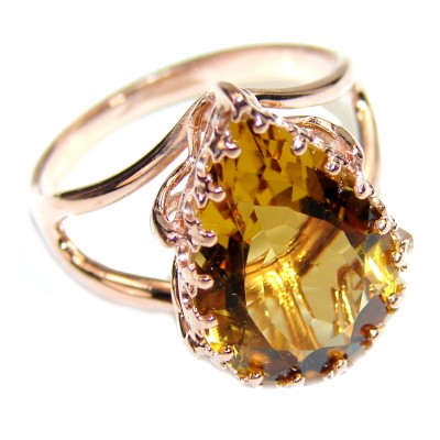 Carmen Champagne Smoky Topaz 18 carat Gold over .925 Sterling Silver Ring size 9 3/4