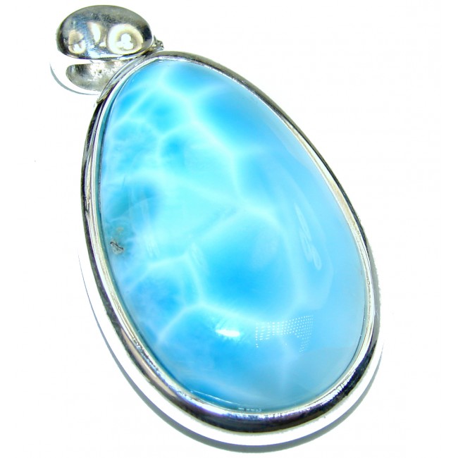 Crystal Lagoon genuine Blue Larimar .925 Sterling Silver handmade pendant