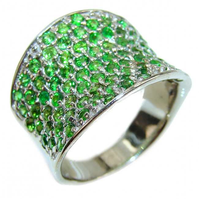 Spectacular Natural Chrome Diopside .925 Sterling Silver handmade Statement ring s. 7 3/4