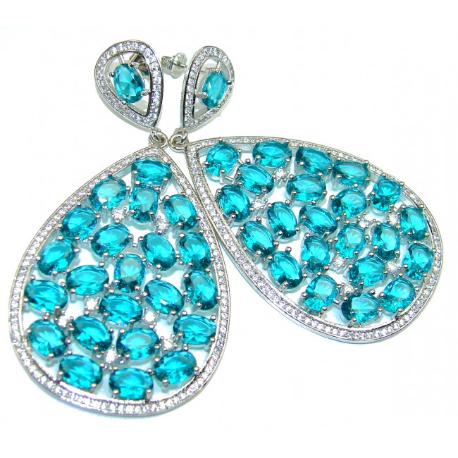 Rare Perception London Blue Topaz .925 Sterling Silver handcrafted long earrings