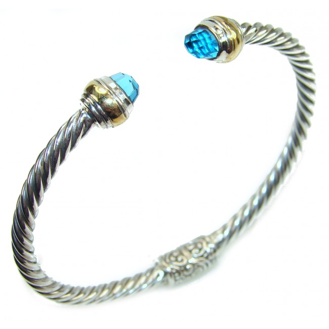 Enchanted Beauty Swiss Blue Topaz 18K Gold over .925 Sterling Silver Bracelet / Cuff