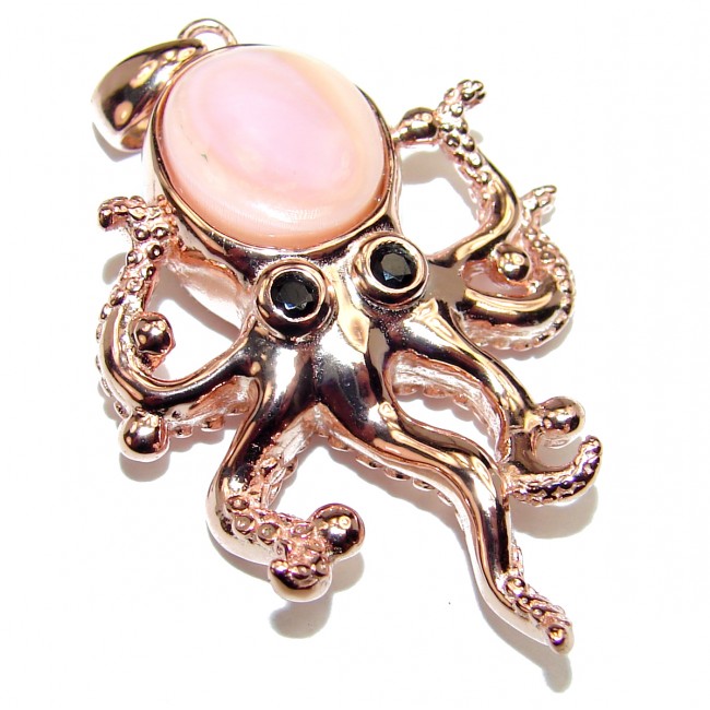 Octopus Australian Pink Opal 18K Gold over .925 Sterling Silver handmade Pendant
