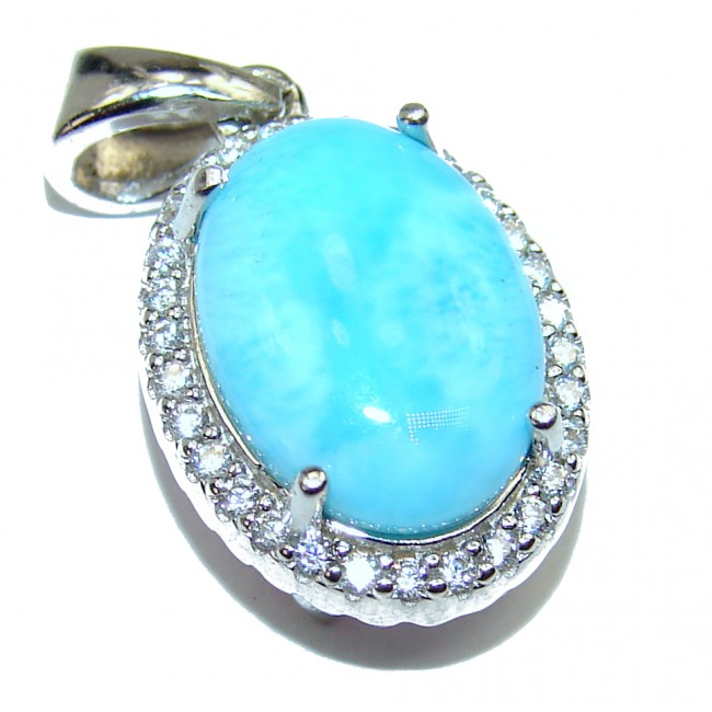 Reversible authentic Pink Opal Larimar .925 Sterling Silver handmade Pendant