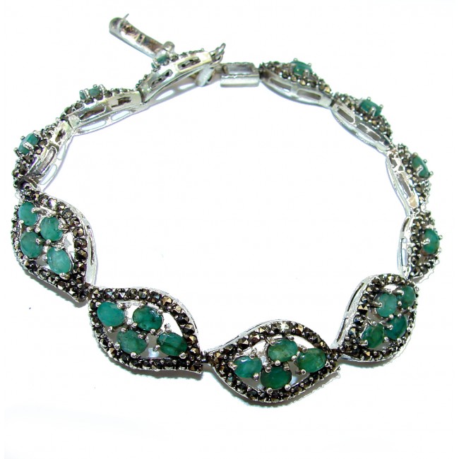Emily authentic Emerald Marcasite .925 Sterling Silver handcrafted Bracelet