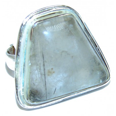 Mysterious Tourmalinated Quartz .925 Sterling Silver handmad ring s. 7