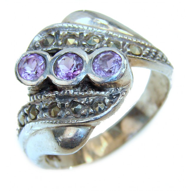 Purple Beauty authentic Amethyst black rhodium over .925 Sterling Silver Ring size 8
