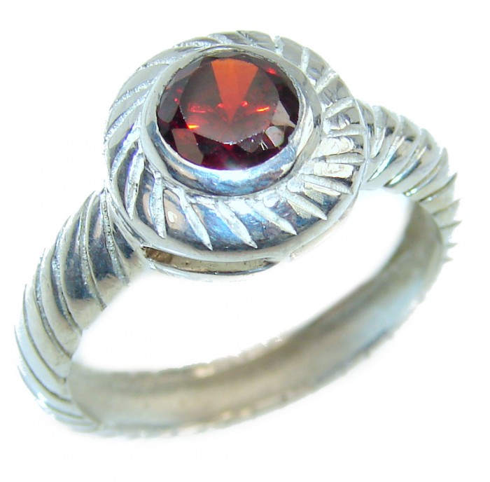 Precious Red Topaz .925 Sterling Silver Statement HUGE Ring s. 7 1/2