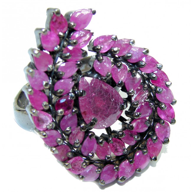Victorian Style Ruby black rhodium over over Sterling Silver ring; s. 8 3/4