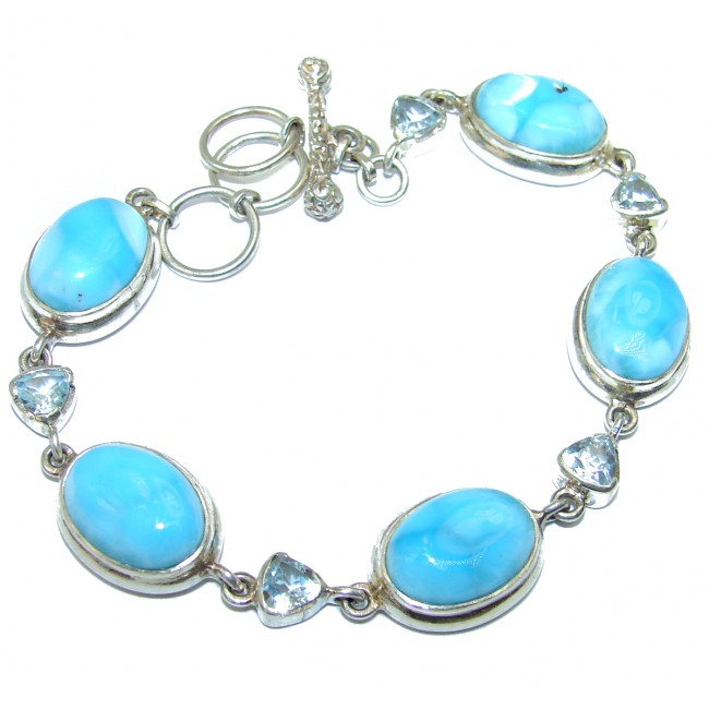 Caribbean best quality Blue Larimar .925 Sterling Silver handcrafted Bracelet