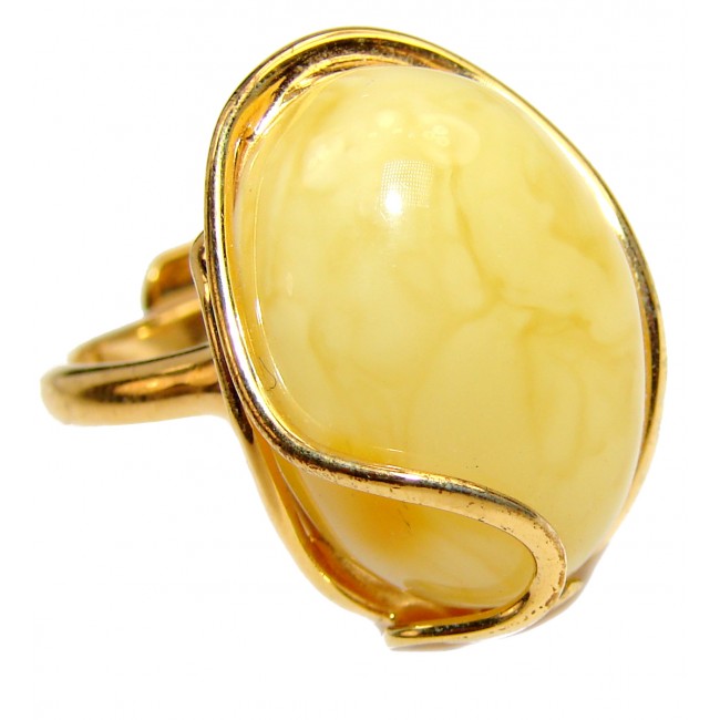 Authentic rare Butterscotch Baltic Amber .925 Sterling Silver handcrafted ring; s. 9 adjustable