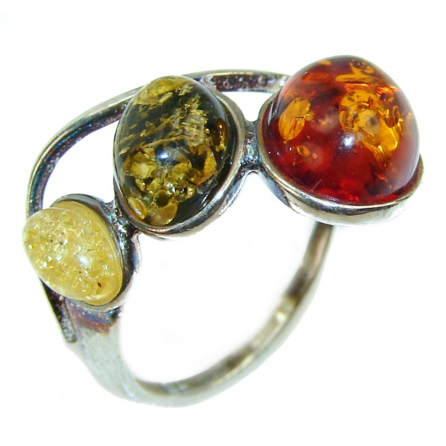 Beautiful Authentic Baltic Amber .925 Sterling Silver handcrafted ring; s. 6 3/4