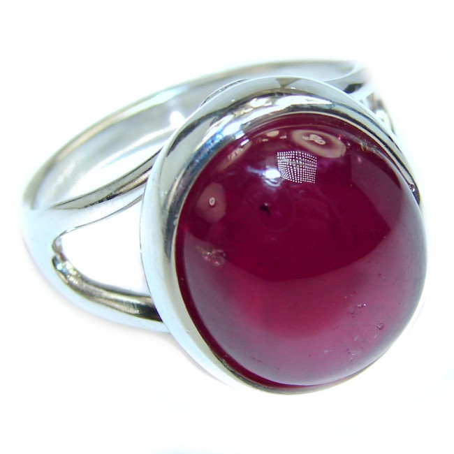 Great quality unique Ruby 18K white Gold over .925 Sterling Silver handcrafted Ring size 9 1/4