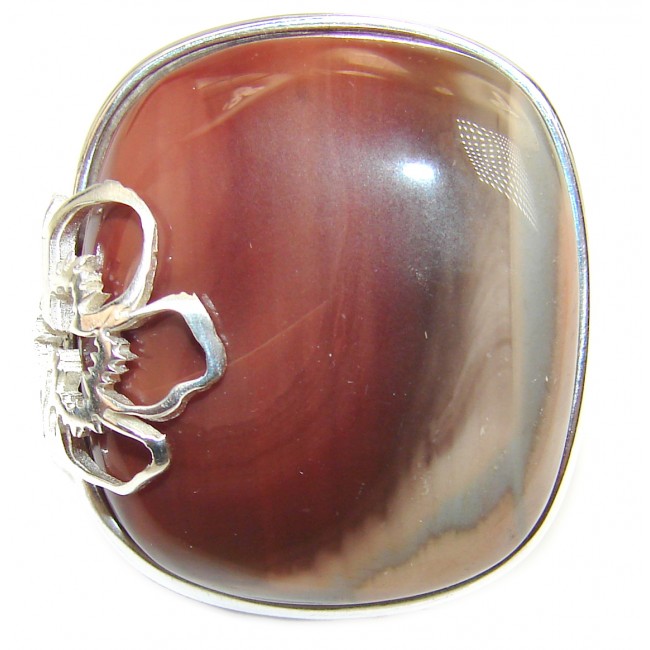 BOHO STYLE Genuine Imperial Jasper .925 Sterling Silver handcrafted ring s. 7 adjustable