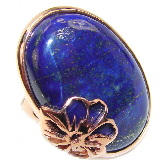 Natural Lapis Lazuli 14K Gold over .925 Sterling Silver handcrafted ring size 7 1/2