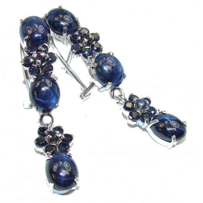 Magnificent Authentic Sapphire .925 Sterling Silver handcrafted Earrings