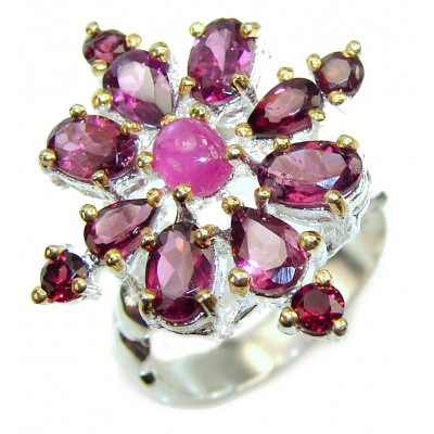Victorian Style Ruby .925 Sterling Silver ring; s. 8