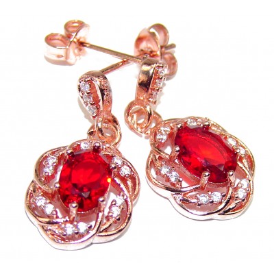 Incredible Red Topaz 14K Gold over .925 Sterling Silver earrings