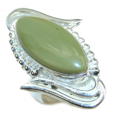 BOHO STYLE Genuine Imperial Jasper .925 Sterling Silver handcrafted ring s. 11